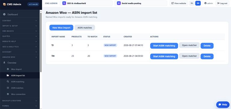 ASIN Import List