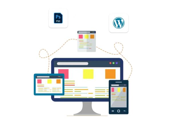 Iconische weergave van mobile-first ontwerp met aanpasbare elementen voor elk apparaat