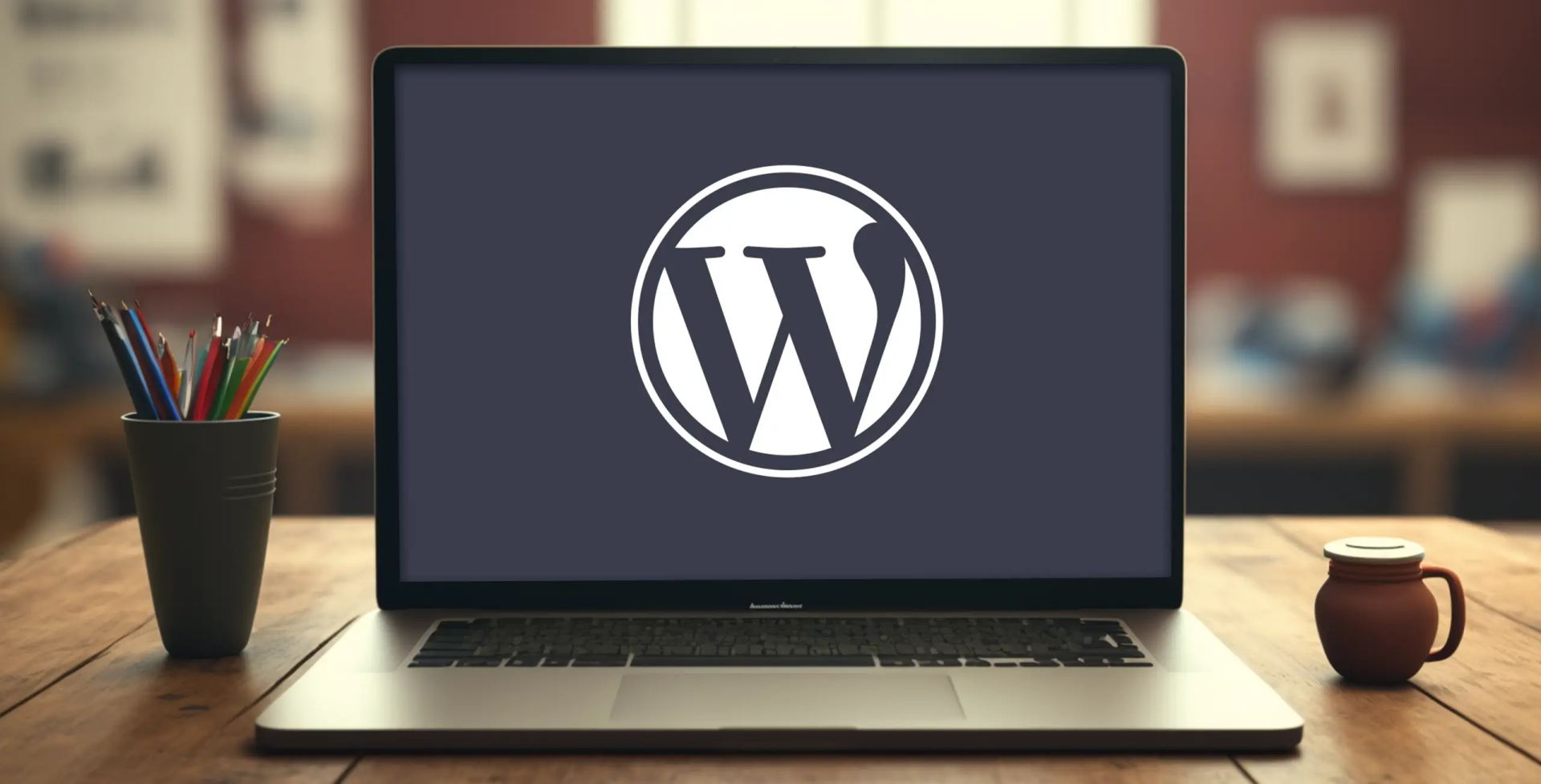 Laptop toont WordPress blog beheeromgeving met artikelenlijst.