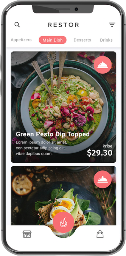UI voor voedseltoepassing op iPhone