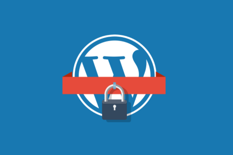 Een afbeelding van het WordPress-logo met een slot