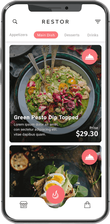 UI voor voedseltoepassing op iPhone